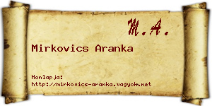 Mirkovics Aranka névjegykártya