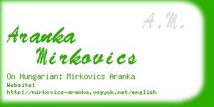 aranka mirkovics business card